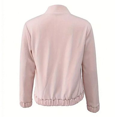 Womens' Zipper Open Front Long Sleeve Jacket Collar Fully Lined Casual Business Work Office Coat