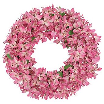 18" Spring Bougainvillea Wreath Pale Pink Silk Floral Door Decor