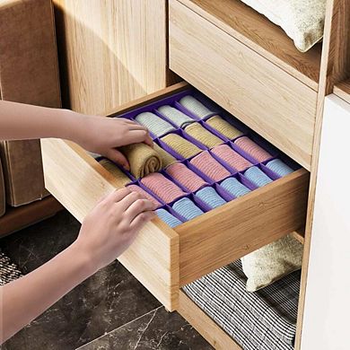 2 Pack Sock and Underwear Drawer Organizer with 24 Cells
