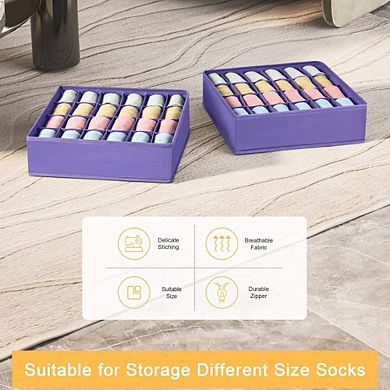2 Pack Sock and Underwear Drawer Organizer with 24 Cells