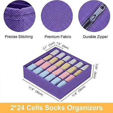 2 Pack Sock and Underwear Drawer Organizer with 24 Cells
