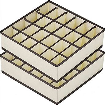 2 Pack Sock and Underwear Drawer Organizer with 24 Cells