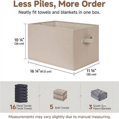 Foldable Storage Bins with PU Handles Ivory White 3 Pack Extra Large