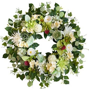 24", Spring Wreath Peony Hydrangea Floral Door Decor