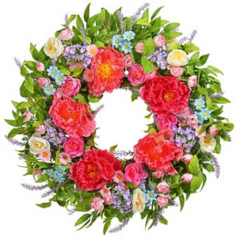 24" Spring Wreath Peony Home Decor Wedding Festival Wall Door