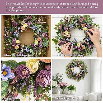 24" Peony Lavender Wreath Farmhouse Wedding Decor
