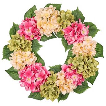 20'' Spring Hydrangea Wreath Front Door Floral Farmhouse Decor