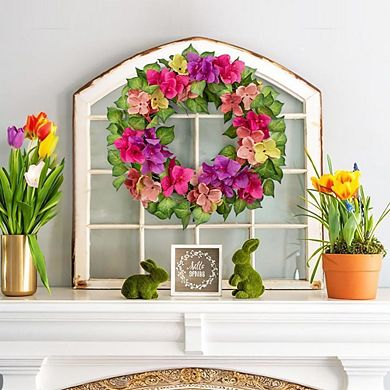 16"Artificial Bougainvillea Wreath Faux Floral Door Decor