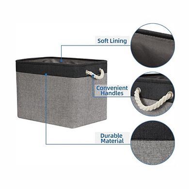 Large Fabric Storage Baskets with Handles 2 Pack