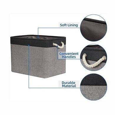 Large Fabric Storage Baskets with Handles 2 Pack