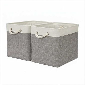 Large Fabric Storage Baskets with Handles 2 Pack