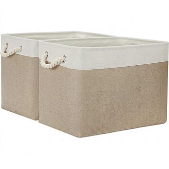 Large Fabric Storage Baskets with Handles 2 Pack