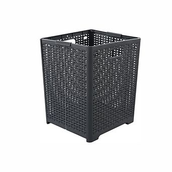 Collapsible Plastic Laundry Basket 42L Grey Folding Hamper