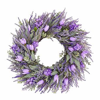 26" Spring Wreath Tulip Lavender Door Decoration Farmhouse