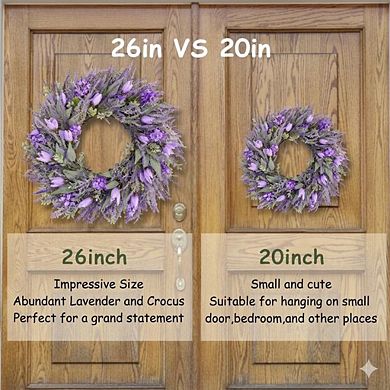 26" Spring Wreath Tulip Lavender Door Decoration Farmhouse