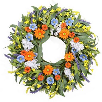 24", Spring Lavender Floral Wreath Door Decor