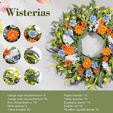 24", Spring Lavender Floral Wreath Door Decor