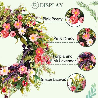 22 Inch Spring Wreath Lavender Wildflower Farmhouse Decor