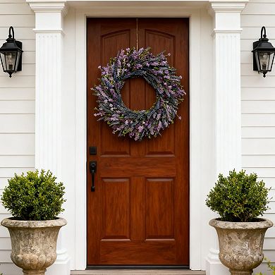 26-inch Lavender Forsythia Wreath Door Decor Rustic Farmhouse