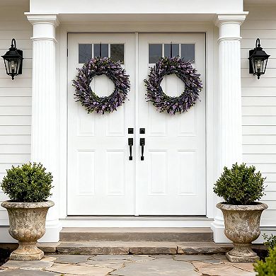 26-inch Lavender Forsythia Wreath Door Decor Rustic Farmhouse