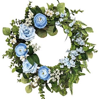 20" Ranunculus Rose Wreath Floral Decor Handmade