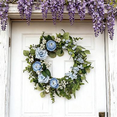 20" Ranunculus Rose Wreath Floral Decor Handmade