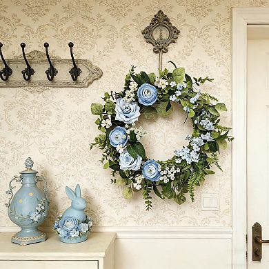 20" Ranunculus Rose Wreath Floral Decor Handmade