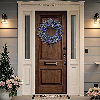 26" Eucalyptus Lavender Wreath Artificial Leaves Farmhouse Wall Decor