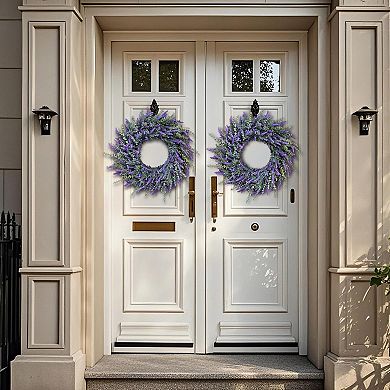 26" Eucalyptus Lavender Wreath Artificial Leaves Farmhouse Wall Decor