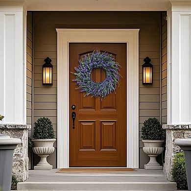 26" Eucalyptus Lavender Wreath Artificial Leaves Farmhouse Wall Decor