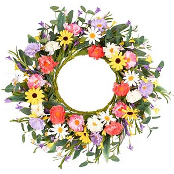 20" Artificial Spring Wreath Flower Door Home Party Wedding Decor