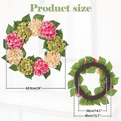 24'' Spring Hydrangea Wreath Floral Door Decor