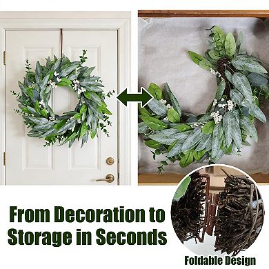 24" Olive Eucalyptus Wreath White Berries Farmhouse Decor