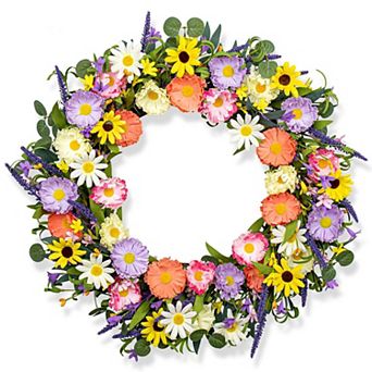 28" Spring Wreath Lavender Eucalyptus Floral Door Decor