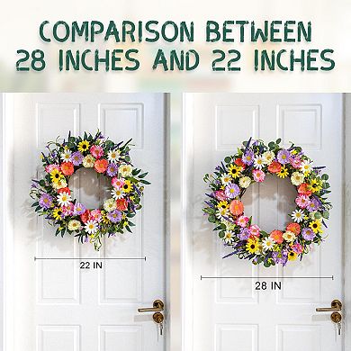 28" Spring Wreath Lavender Eucalyptus Floral Door Decor