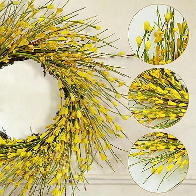 20inch Artificial Forsythia Wreath Home Decor Doll Fit