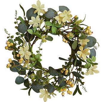 16 Inch Eucalyptus Berry Wreath Front Door Greenery Spring Farmhouse Decor