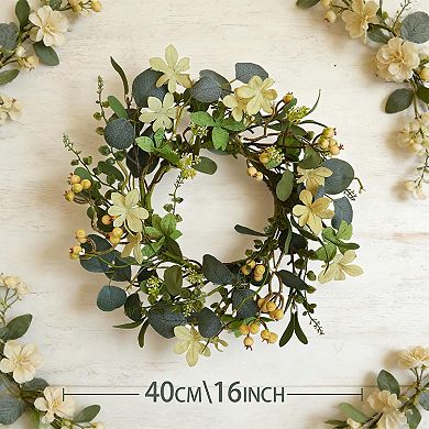 16 Inch Eucalyptus Berry Wreath Front Door Greenery Spring Farmhouse Decor