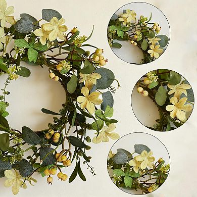 16 Inch Eucalyptus Berry Wreath Front Door Greenery Spring Farmhouse Decor