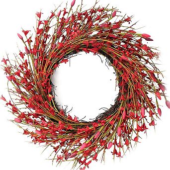 18 in Artificial Forsythia Wreath Door Wedding Wall Decor