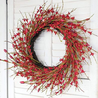 18in Artificial Forsythia Wreath Door Wedding Wall Decor