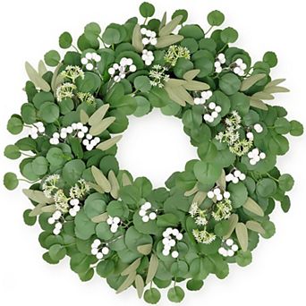24-inch Eucalyptus Wreath Rubber Leaves Decorative Home Garden