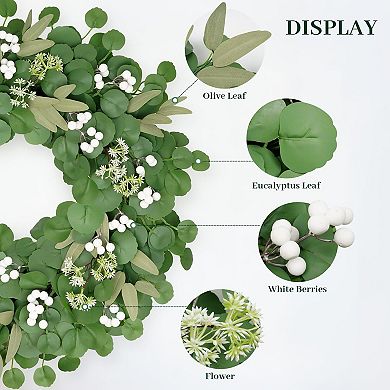24-inch Eucalyptus Wreath Rubber Leaves Decorative Home Garden