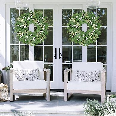 24-inch Eucalyptus Wreath Rubber Leaves Decorative Home Garden