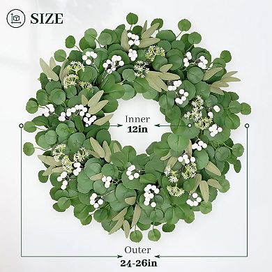 24-inch Eucalyptus Wreath Rubber Leaves Decorative Home Garden