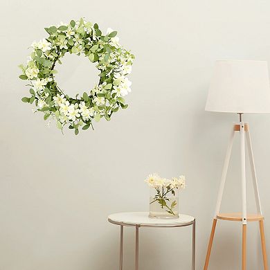 18" Spring Wreath Eucalyptus Cherry Blossoms Door Decor