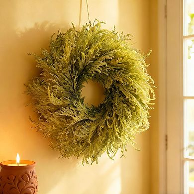 28-inch Spring Farmhouse Cypress Pampas Wreath
