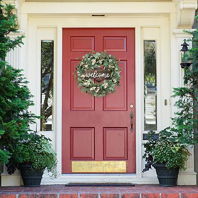 20in, Eucalyptus Wreath Welcome Sign Front Door Decor