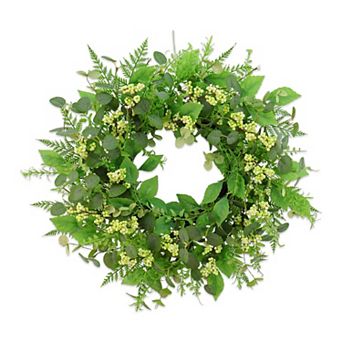 22 Inch Eucalyptus Wreath Berries Leaves Farmhouse Holiday Decor