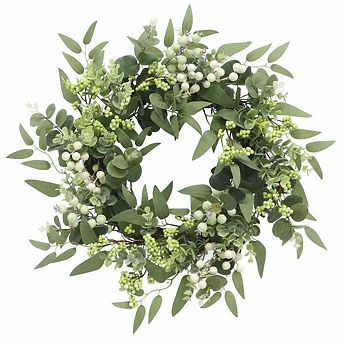 20 Inch Eucalyptus Berry Wreath Silk Greenery Farmhouse Door Decor